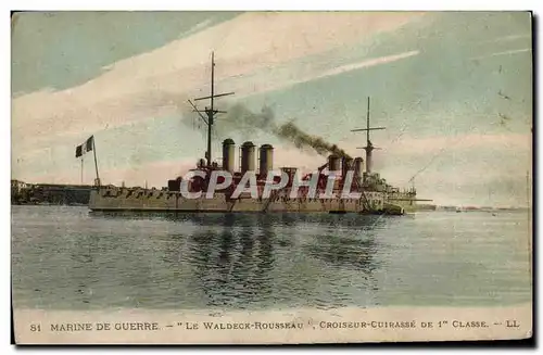 Cartes postales Bateau de Guerre Le Waldeck Rousseau Croiseur Cuirasse de 1ere classe