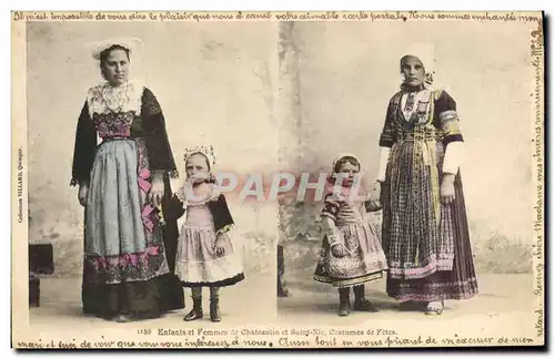 Ansichtskarte AK Folklore Enfants et femmes de Chateaulin et Saint Nic Costumes de fete