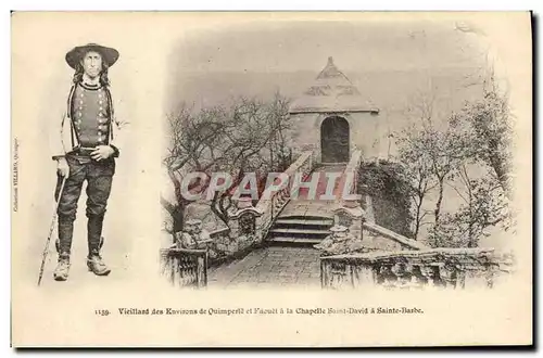 Ansichtskarte AK Folklore Vieillard des environs de Quimperle et Faouet a la chapelle Saint David a Sainte Barbe