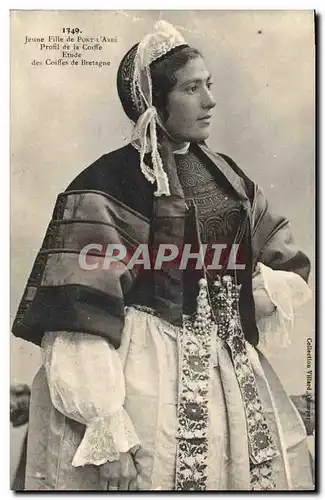 Cartes postales Folklore Jeune fille de Pont L&#39Abbe Profil de la coiffe