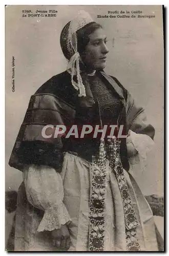 Cartes postales Folklore Jeune fille de Pont L&#39Abbe Profil de la coiffe