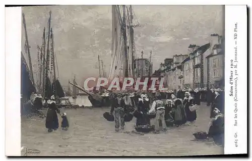 Ansichtskarte AK Folklore Salon d&#39hiver 1910 Sur les quais Concarneau Janssaud