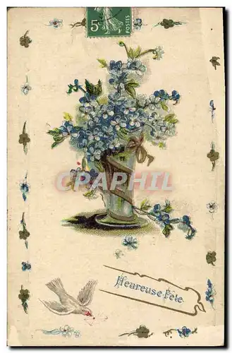 Cartes postales Fantaisie Fleurs Colombe