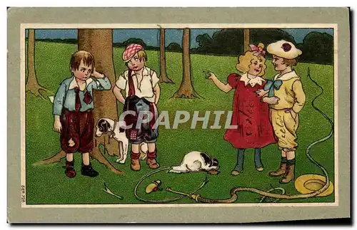 Cartes postales Fantaisie Enfants Chien (en relief)