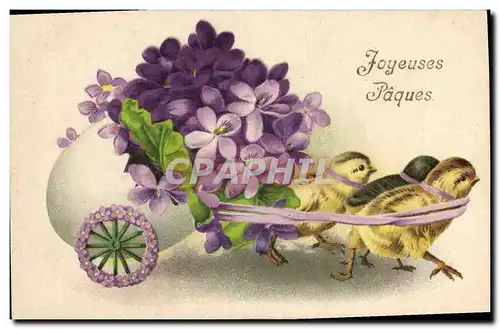 Cartes postales Fantaisie Fleurs Poussins