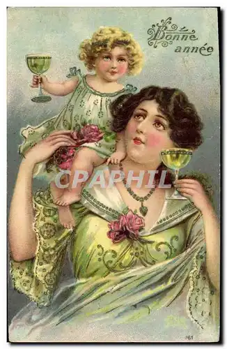 Cartes postales Fantaisie Fleurs Femme Enfant