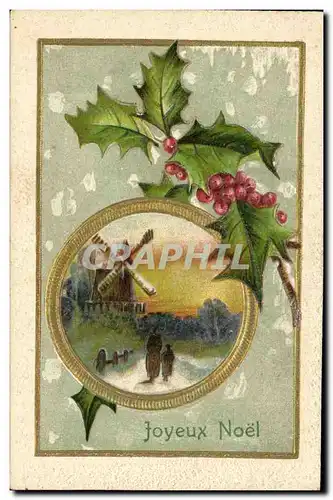 Cartes postales Fantaisie Noel Moulin a vent