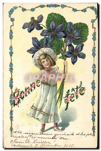 Cartes postales Fantaisie Fleurs Enfant