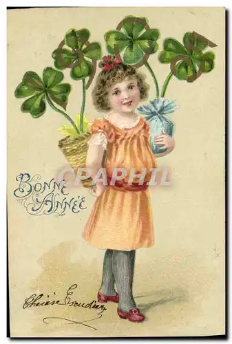 Cartes postales Fantaisie Fleurs Enfant Trefles