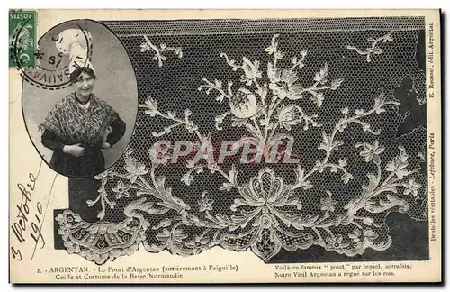 Cartes postales Folklore Dentelle Dentelliere Argentan Le Point d'Argentan entierement a l'aiguille Norman