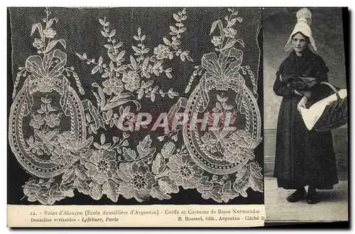Cartes postales Folklore Dentelle Dentelliere Point d'Alencon Ecole dentelliere d'Argentan Normandie
