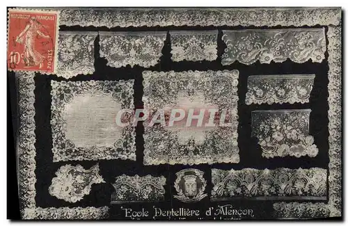 Cartes postales Folklore Dentelle Ecole Dentelliere d'Alencon Point destine a l'exposition de Londres