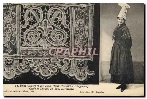 Cartes postales Folklore Dentelle Dentelliere Point Colbert et d'Alencon Ecole dentelliere d'Argentan Norm