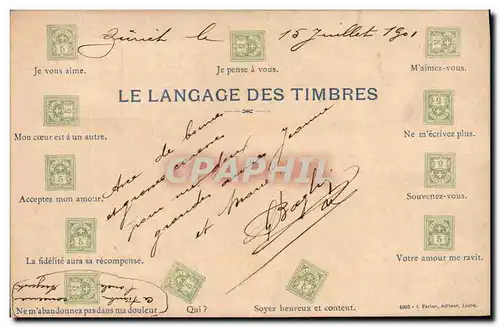 Cartes postales Fantaisie Langage des timbres Suisse