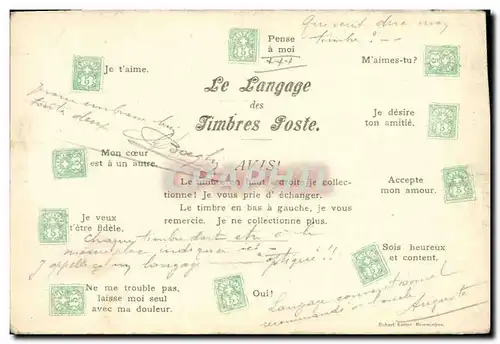 Cartes postales Fantaisie Langage des timbres Suisse