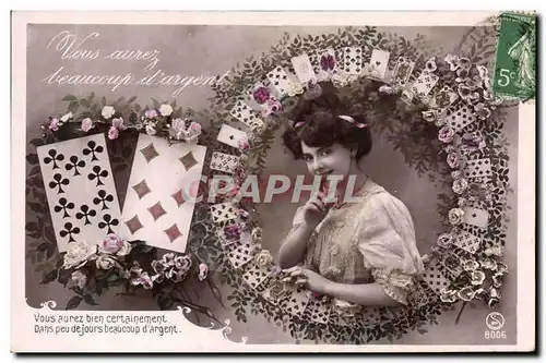 Cartes postales Fantaisie Femme Cartes a jouer