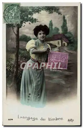 Cartes postales Fantaisie Femme Semeuse 10c Langage du timbre