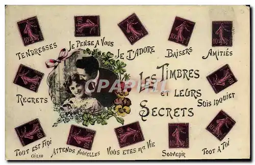 Cartes postales Fantaisie Les timbres et leurs secrets Semeuse