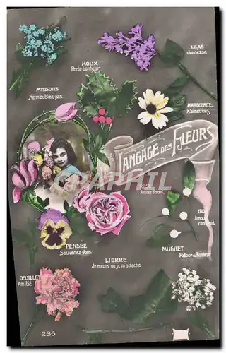 Cartes postales Fantaisie Langage des Fleurs Enfant