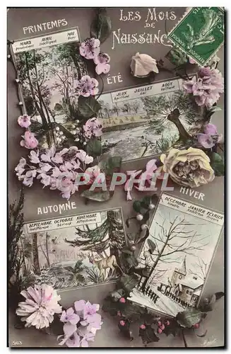 Cartes postales Fantaisie Fleurs Les mois de naissance