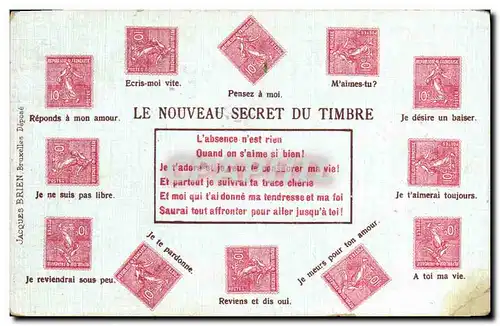 Cartes postales Fantaisie Le nouveau secret du timbre Semeuse