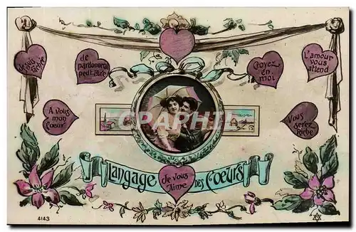 Cartes postales Fantaisie Femme Langage des coeurs