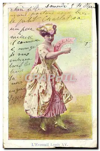 Ansichtskarte AK Fantaisie Femme Eventail L&#39eventail Louis XV
