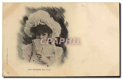 Cartes postales Fantaisie Femme Eventail Les saisons des yeux