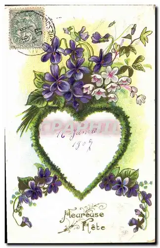 Cartes postales Fantaisie Coeur Fleurs