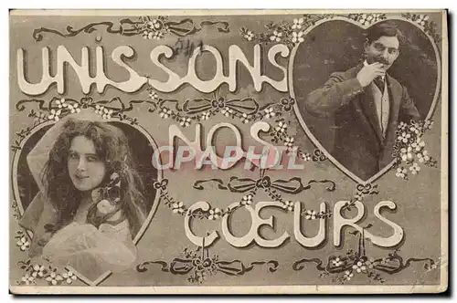 Cartes postales Fantaisie Coeur Femme Unissons nos coeurs