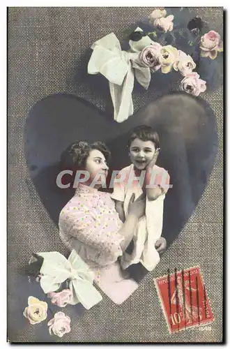 Cartes postales Fantaisie Coeur Femme Enfant