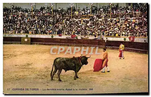 Cartes postales Corrida Course de taureaux La dernire suerte Appel a la muleta