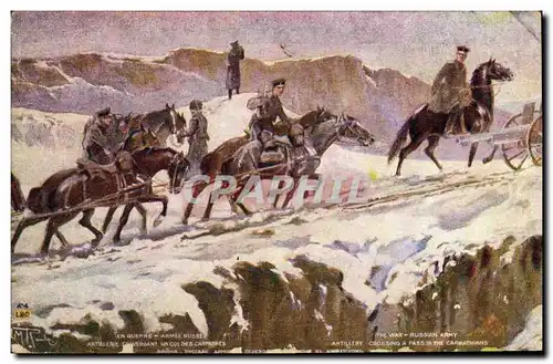 Cartes postales Militaria LVC Armee russe Artillerie traversant un col des Carparthes Russie Russia