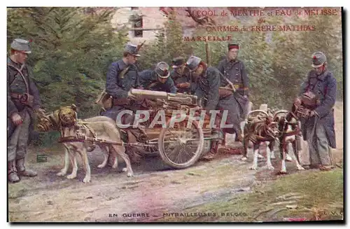 Cartes postales Militaria LVC Mitrailleuses Belges Voiture a Chiens Chien