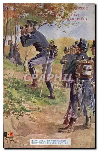 Cartes postales Militaria LVC Infanterie En observation