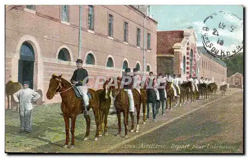 Cartes postales Militaria LVC Infanterie Depart pour l&#39abreuvoir Chevaux