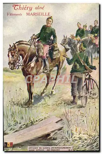 Cartes postales Militaria LVC Officier de guides Un renseignement Velo Cycle