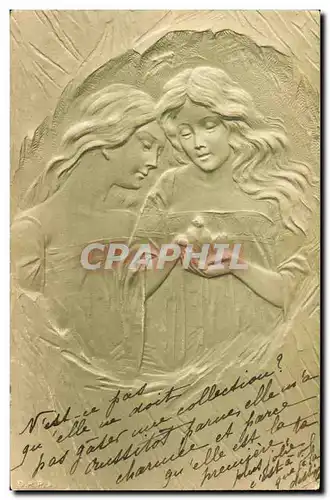 Cartes postales Fantaisie Femme Oiseaux (en relief)