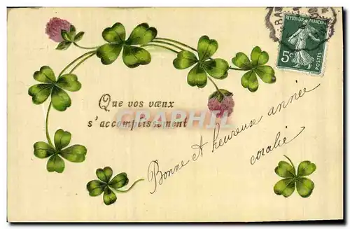 Cartes postales Fantaisie Fleurs Trefles