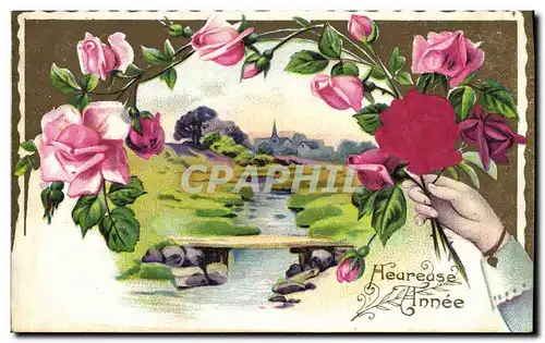 Cartes postales Fantaisie Fleurs Main