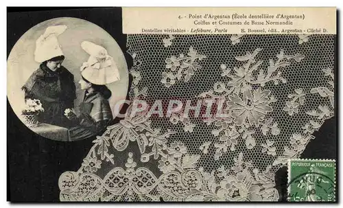 Cartes postales Folklore Dentelle Dentelliere Point d'Argentan Normandie