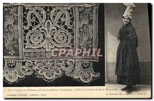 Cartes postales Folklore Dentelle Ecole Dentelliere d'Argentan Point Colbert et d'Alencon Normandie