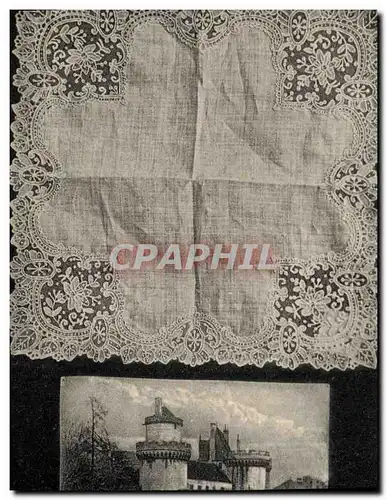 Cartes postales Folklore Dentelle Dentelliere Mouchoir Point d'Alencon Chateau des Ducs d'Alencon