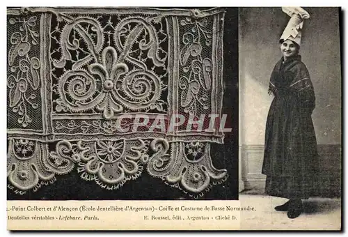 Cartes postales Folklore Dentelle Ecole Dentelliere d'Argentan Point Colbert et d'Alencon Normandie