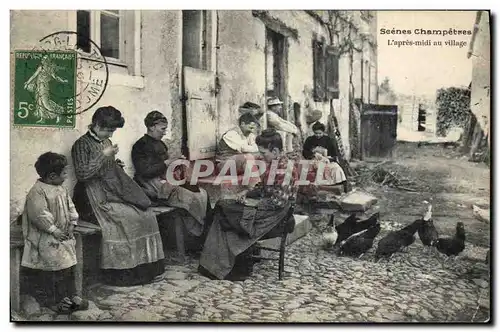 Cartes postales Folklore Dentelle Dentelliere L&#39apres midi au village