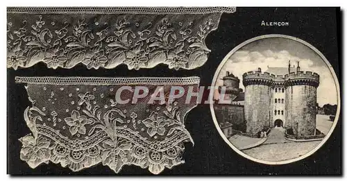 Cartes postales Folklore Dentelle Ecole Dentelliere de Point d'Alencon Le chateau Alencon
