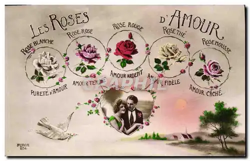 Ansichtskarte AK Fantaisie Les roses d&#39amour Fleurs