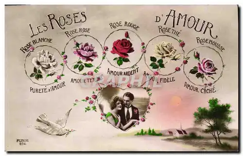 Cartes postales Fantaisie Les roses d&#39amour Fleurs