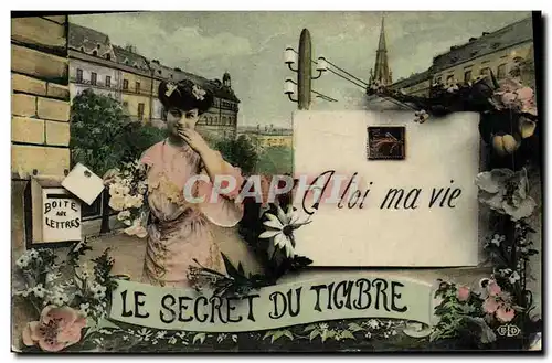 Cartes postales Fantaisie Le langage du timbre Semeuse Femme