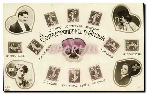 Cartes postales Fantaisie Correspondance d&#39amour Semeuse